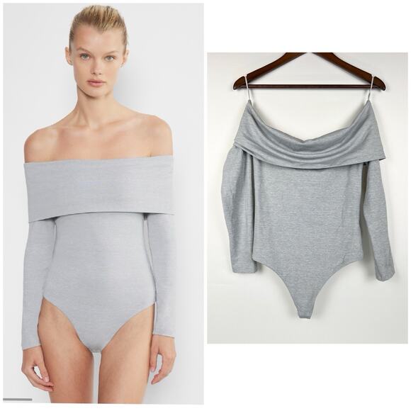 ARITZIA Contour Deco Off Shoulders Gray Bodysuit M - Picture 2 of 11